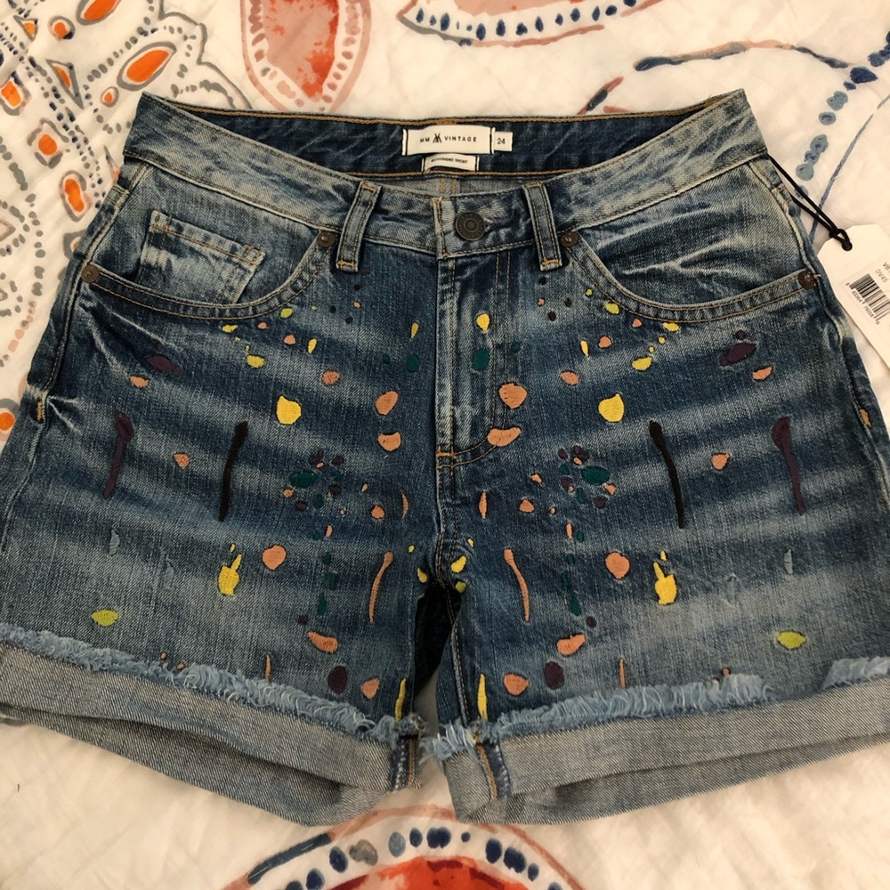 MM VINTAGE boyfriend short splattered embroidery